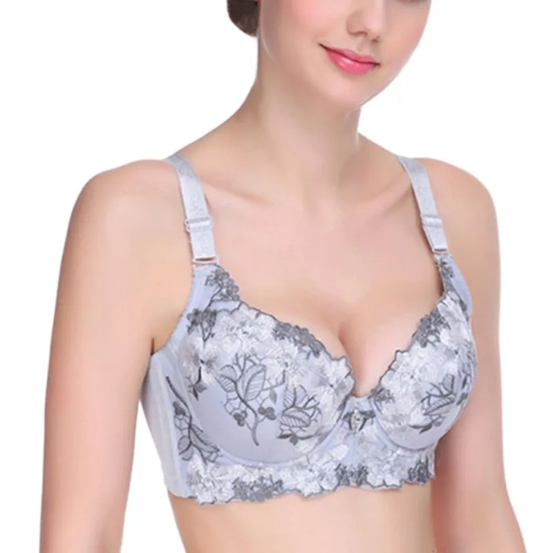 

Women Elegant Underwire Push Up Embroidery Flower Bras