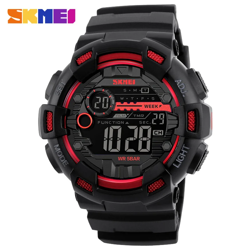 

SKMEI Outdoor Sport Watch Men Multifunction 5Bar Waterproof PU Strap LED Display Watches Chrono Digital Watch reloj hombre 1243