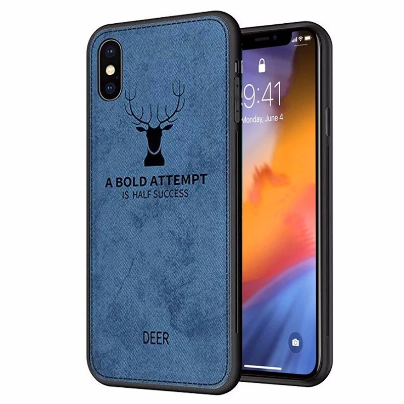 

Ultra Thin Deer Pattern Cloth Back Cover TPU Edge Protective Case For iPhone XS Max, Transparent