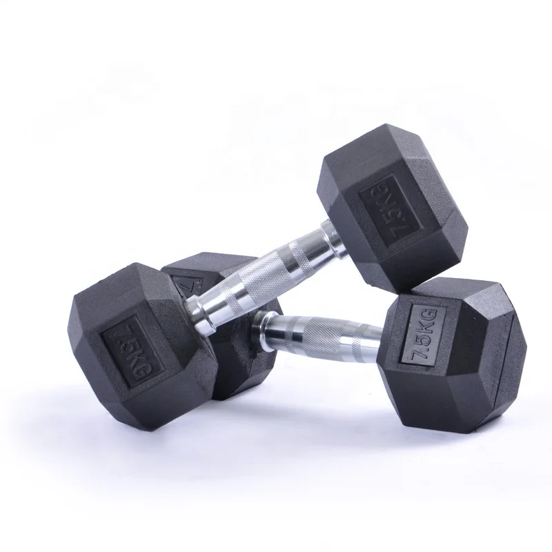 

Wholesale ready to ship Rubber covered hexagon head 2.5kg-60kg iron cast gym hex dumbbell commercial hexagon dumbbells for Gym