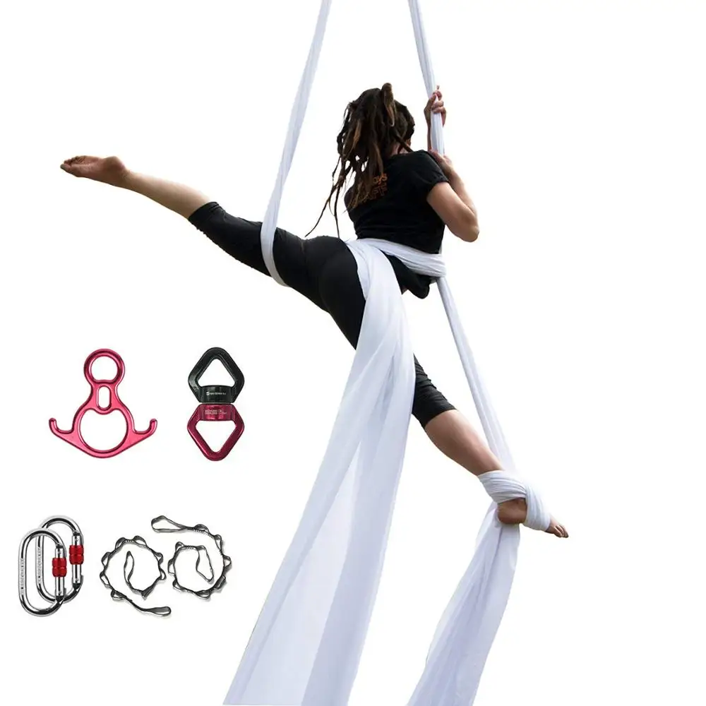 

Bilink 8m Aerial Silks Deluxe Equipment Set for Aerial Yoga, Lake blue;bright red;orange color;white;pink;green;violet;blue etc