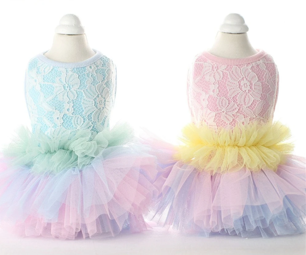 

RL82 new spring and summer Fairy color lace fluffy skirt dog clothes
