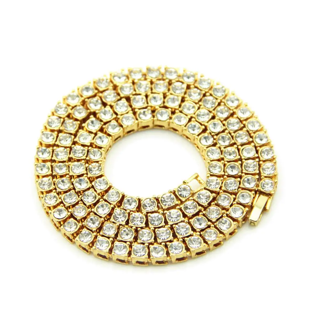 

Amazon Hotselling Triple Colors Hiphops Men's Tennis Chain Necklace Pave Full Diamond Tennis Necklace