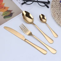

Gold Plating Stainless steel spoon Steak knife fork Flatware Cutlery Set with gift box