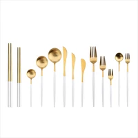 

Wedding Hotel New style White Silver plated gold plated 18/10 stainless steel flatware cutlery set