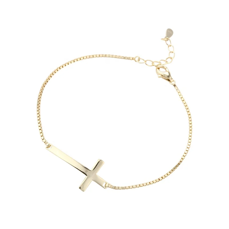 L290 Minimalist Jewellery Sideway Cross Bracelet 925 Sterling Silver Jewelry Cross Bracelets