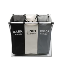 

foldable dirty laundry basket organizer collapsible three grid home laundry hamper sorter waterproof laundry basket large