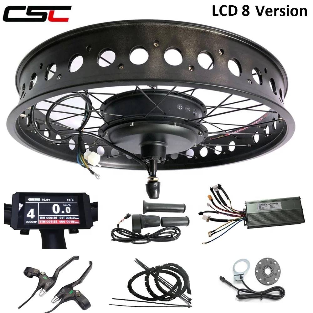 

CSC Factory direct provide 48Volt 1500w electric E bicycle fat tire bike hub motor kit 48V 20inch 24inch 26inch KT LCD 8 wi USB