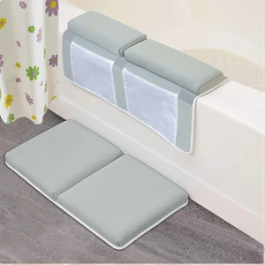 Parents Bath Kneeler with Elbow Rest Pad + Pockets for Baby Toy Accessories