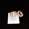 XY-CM1338 Wholesale Fashion Jewelry Latest Gold Ring Designs for Girls rainbow zirconia ring Multi-Colored Rainbow Ring For Par