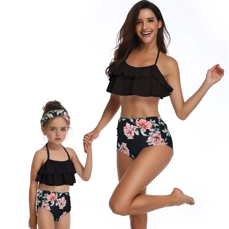 New Summer girls Close-fitting elastic stripe swimsuit girls split Two-pieces Swimwear children stripe bikini wholesale
