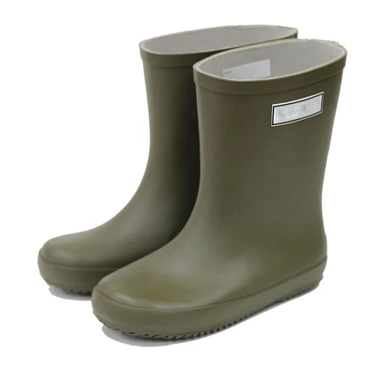 

New design kids rubber rainboots safety skidproof wellington boots soft waterproof wellies comfortable cheap gumboots, Khaki/customized