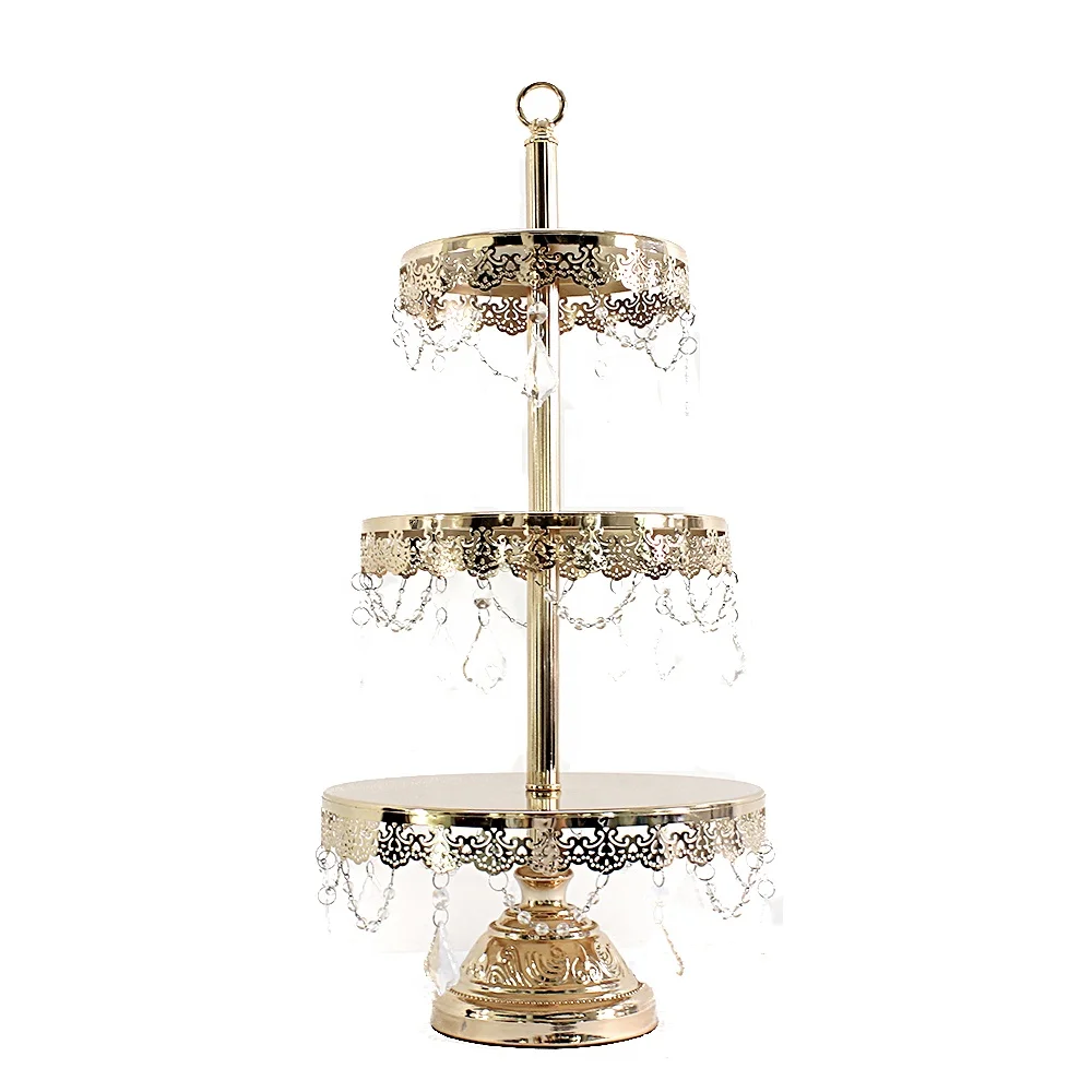 

Gold modern multi-layer dome acrylic bead cake stands
