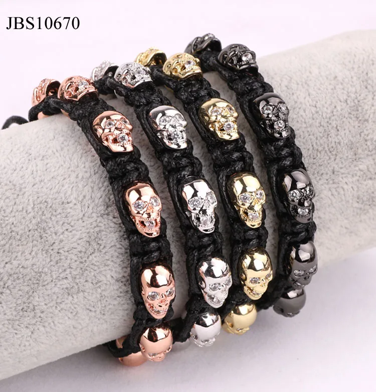 

Renting Jewelry Big size skull head handmade braided women men jewelry macrame bracelet