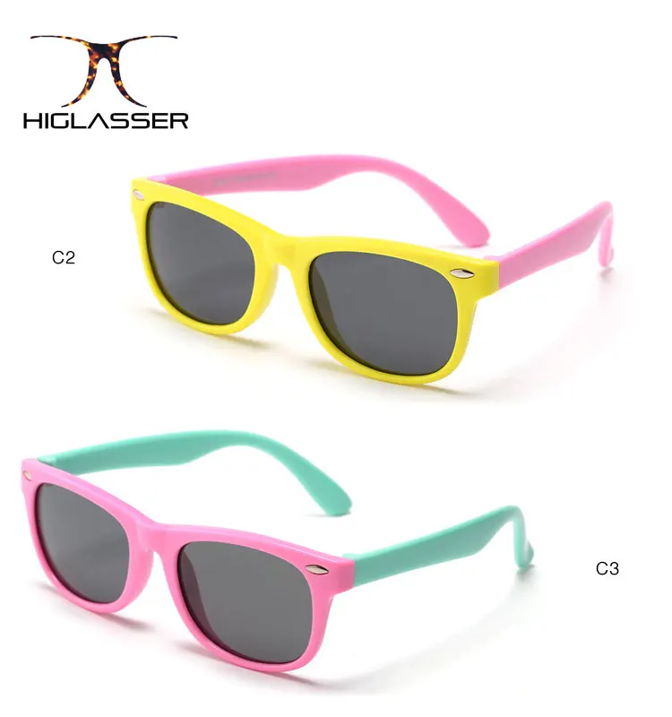 

Colourful Fashion Flexible Silicone Children Square Kids Sunglasses For Kids