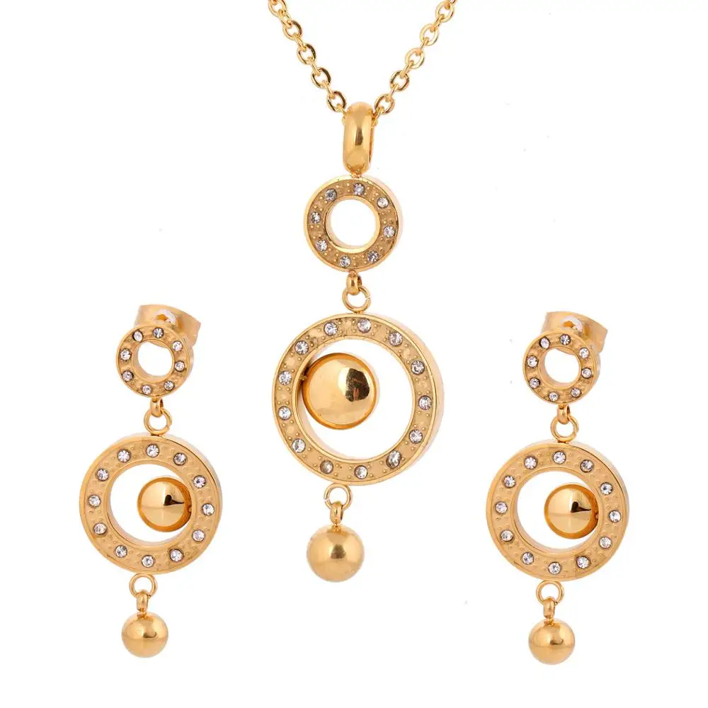 

Wholesale Boho Style Necklace & Earrings Set Stainless Steel Gold Jewelry Set, Gold;stainless steel