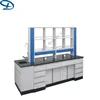 Custom lab testing wooden bench table set with reagent rack