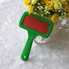 Simple Plastic Flat Handle Soft Rubber Pad Fixed Curved Pins Pet Cat Dog Animal Puppy Slicker Brush