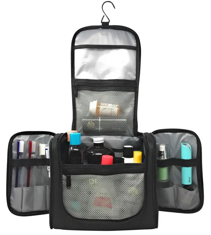 

Hanging Toiletry Bag Water Resistant Machine Washable Large Organizer, Black,customized colors