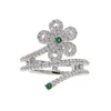 micro pave AAA cubic zirconia silver plated colorful cz flower women finger ring