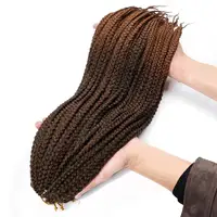 

Crotchet Box Braid Hair Extensions #1B/1/2 Blonde Brown Burgundy Crochet Braids Synthetic Hair for woman