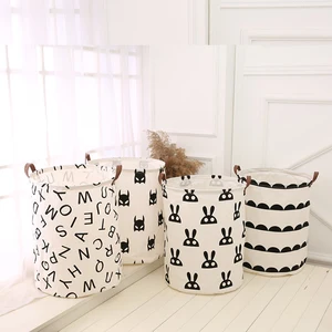 Household Foldable Canvas Kids Storage Laundry Basket For Clothing