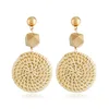 Hot Selling Rattan Big Round Earrings Women Personality Wood Bamboo Ear Stud Fashion Jewelry