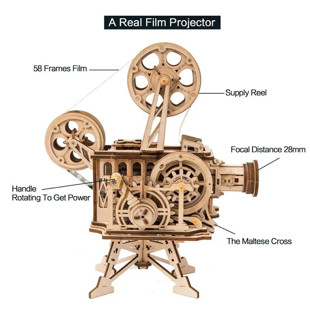 
ROKR Educational Classic Film Projector 3D wooden Puzzle Vitascope 