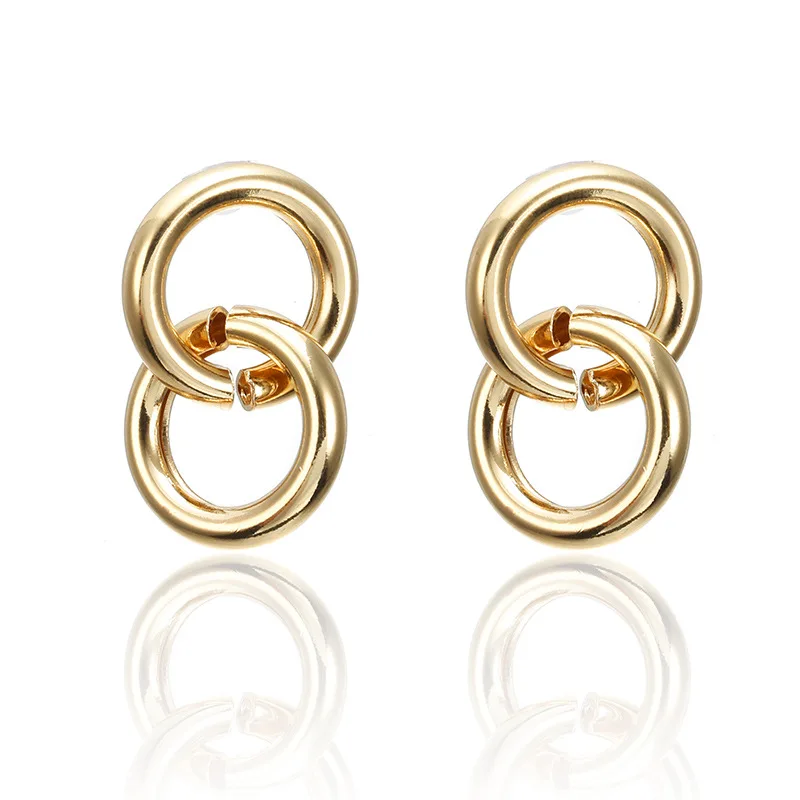 

Free shipping 2019 gold Silver plated geometric round earrings for women new exaggerated fashion big drop earrings jewelry, Picture