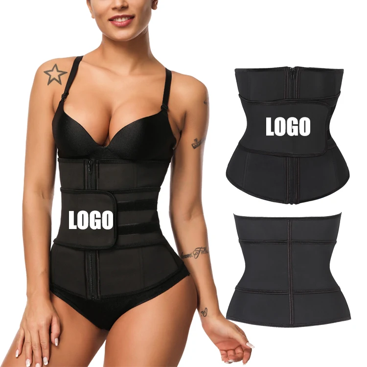 

Custom Adjustable Compression Belt Latex Women Slimming Body Shaper Front Zipper Waist Trainer, As picture