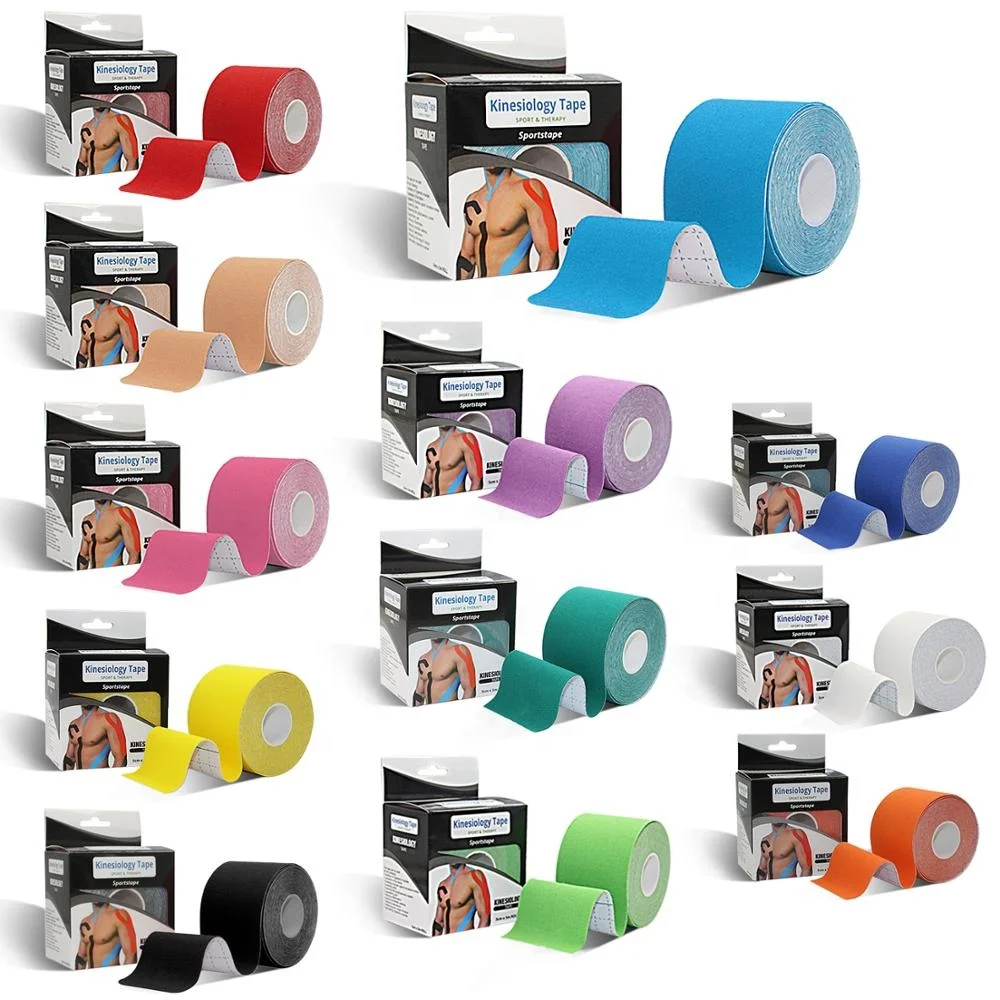 

wholesale multiple colors available synthetic 5cm*5m kinesiology tape, Orange/purple/green/yellow/blue/skin/black/white/red/dark blue/pink/