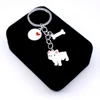2019 new design enamel pet jewelry french buldog charms bone pendant round dog footprint keychain keyring