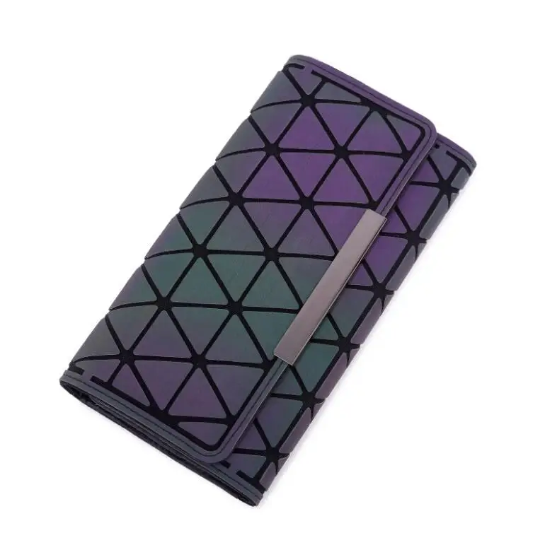 

Long Coin Purse Clutch Cell Phone Case Women Geometric Rhomboids Lattice Wallet Iridescent Purse, As the picture show