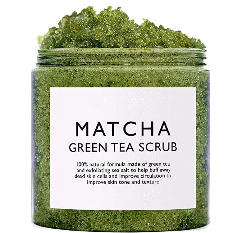

Private label Organic Matcha body Scrub Green Tea Exfoliating whitening Body and Facial Scrubs Deep Cleansing