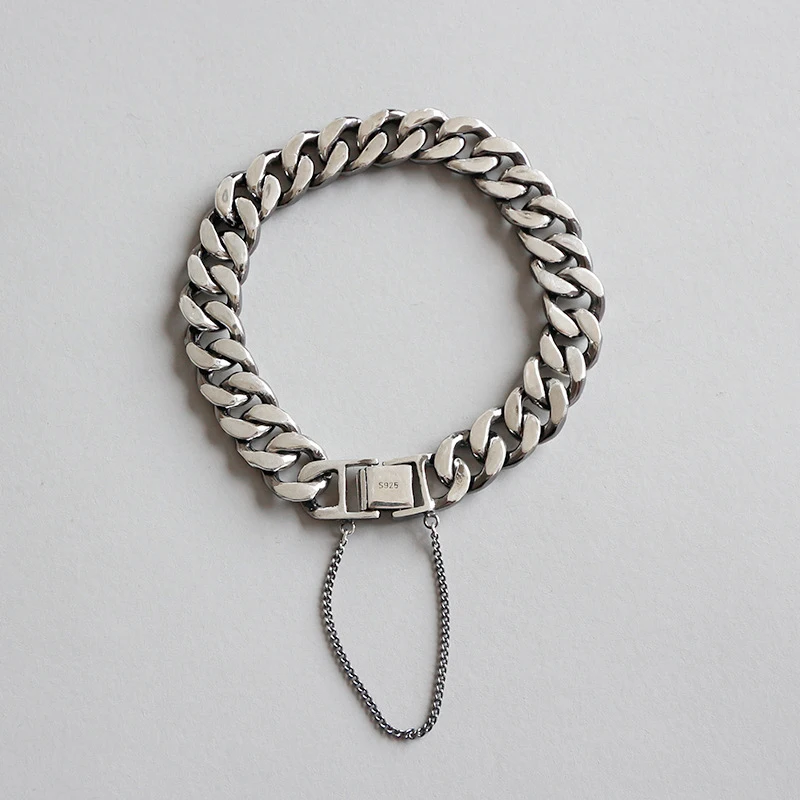 

S925 sterling silver fashion old retro buckle handmade chain bracelet FSB1 free shipping