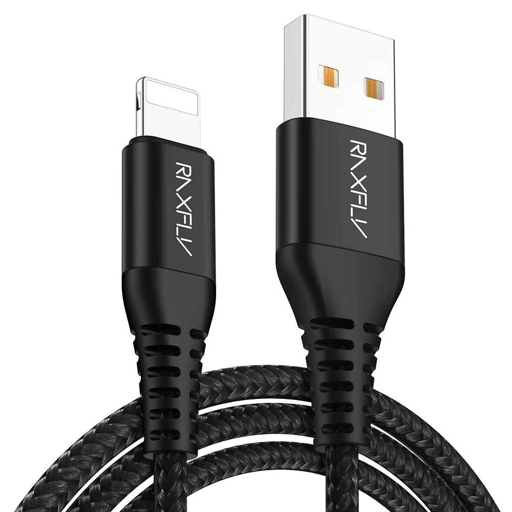 

Free Shipping 1 Sample OK RAXFLY Strong Bending 1.2M Nylon Braided Mobile Phone Charging Data Transfer Cable For iPhone