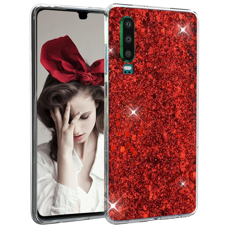 

hot sale glitter phone case for huawei P30 soft tpu, Gold/pink/blue/red/green/purple/silver