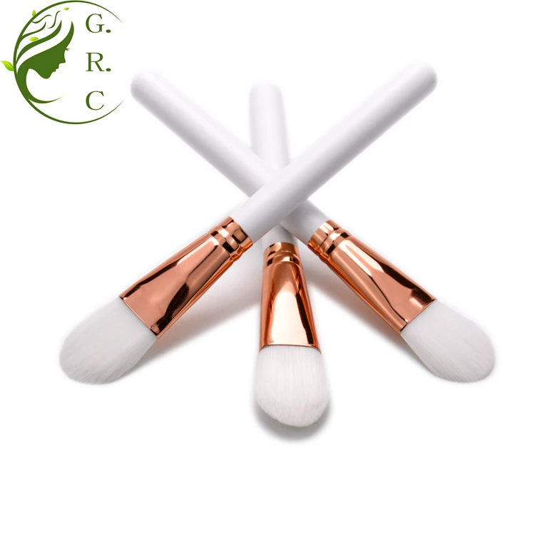 

White Wooden Manufacture Single Custom Logo Private Label Rose Gold Liquid Cosmetic l Make Up Makeup Kabuki Foundation Brush