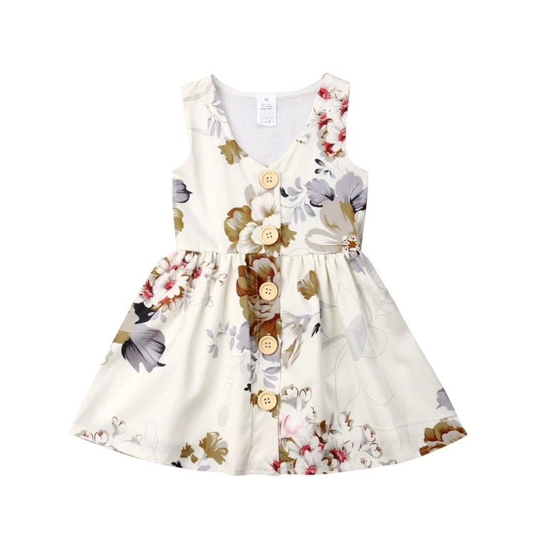 

New style Summer children's clothing Baby girls Flower dress, White