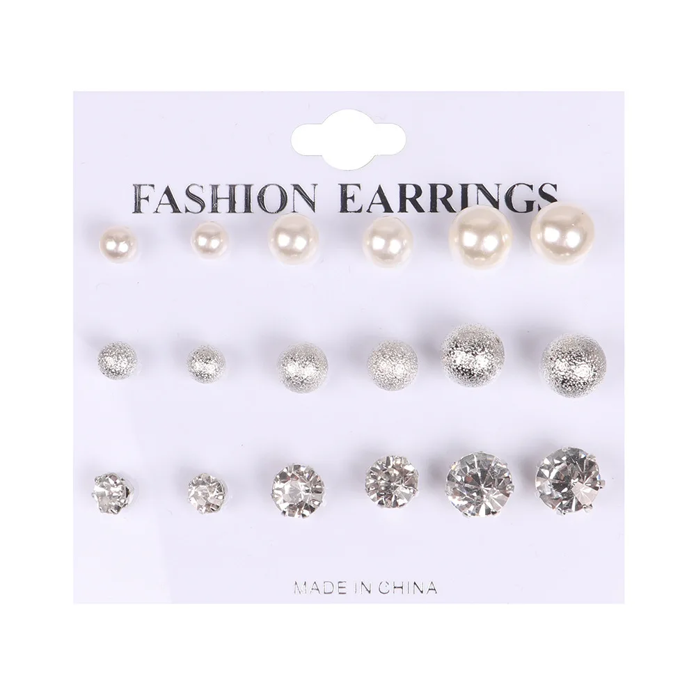 

fashion White stud Pearl Earring Set for women daily wear Wholesale N95026, As photo