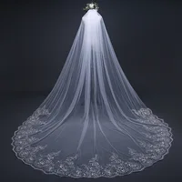 

ZH1112B Chapel train luxury factory direct applique 3 meters wedding party bridal veils