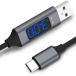 Smart LED Display Usb Date Cable 3A Fast Charging Usb c Micro Lighting Cord Cable USB