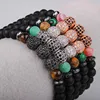 Fashion Jewelry Braided Rope Natural Stone Bracelet Zircon Ball Bracelet