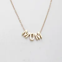 

2019 Mirror MOM letter pendant necklace stainless steel English wear bead necklace mother s day gift