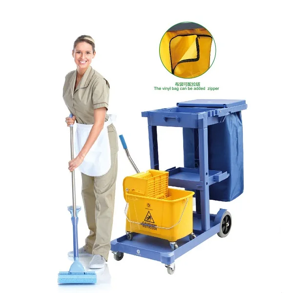 
janitorial supplies Platform Janitorial Cart with 25 Gallon Vinyl Bag 