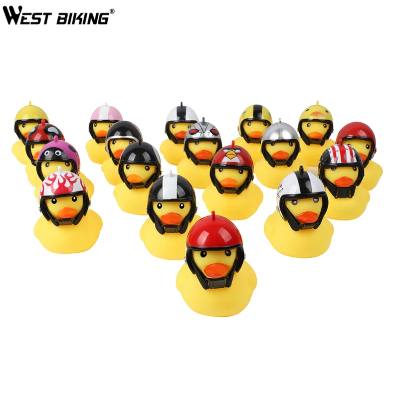 

WEST BIKING Cycling Small Yellow Duck Bike Bell Light Waterproof Cycling Handlebar Cartoon Elastic Bandage Bicycle Bell Light, Black