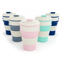

Bpa Free Eco Travel Takeaway Recycled 350ML Portable Reusable Foldable Folding Mug Silicone Collapsible Coffee Cup with Lid