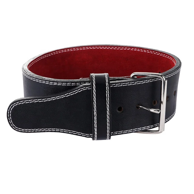 

Hot Selling Black Powerlifting Lever Buckle Three-layer Genuine Leather Belt, As picture