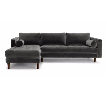Latest Sofa Designs Velvet Corner With Chaise Lounge Bridget Design 3 Seater Modern Grey