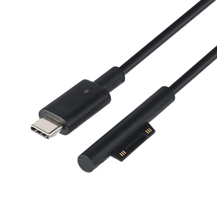 

15V 3A USB TYPE-C to Surface Charging Power Cables for Microsoft Surface Book 2 Go Laptop Pro 6 5 Tablet, Black